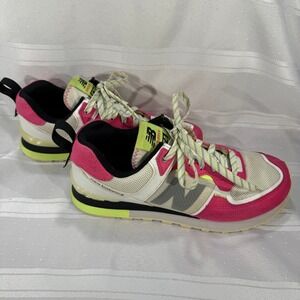 New Balance 574 Running Shoes Pink White Lime Womens Size 9